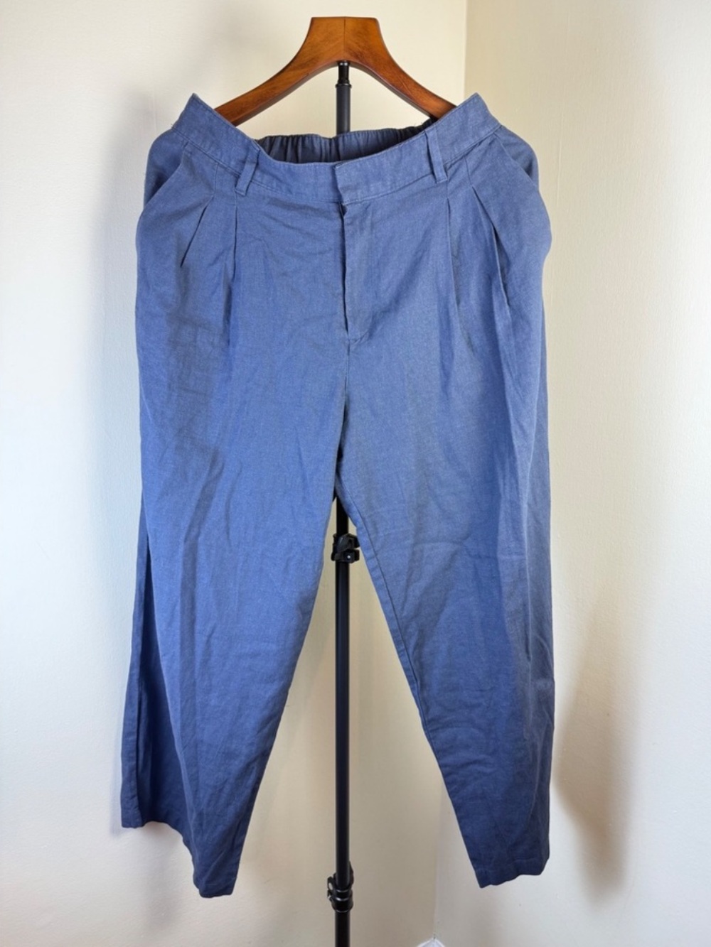 GAP Blue Linen-Blend Easy Trousers wide leg Women’s 10p